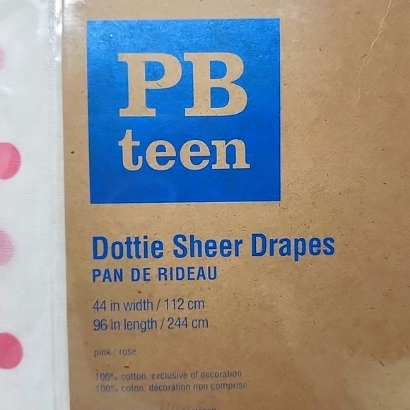 NEW ~ Pottery Barn Pink Dottie Sheer Curtains ~ Set of 2 - Picture 3 of 3